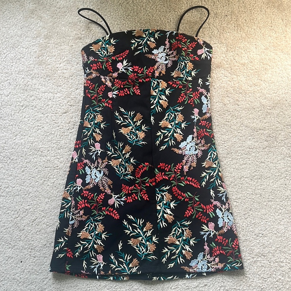 Urban Outfitters black mesh dress with multicolor embroidery